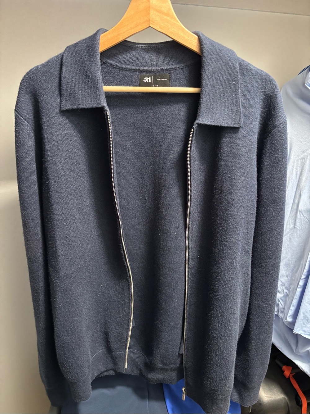 Simons Men's Navy Zip-Up Knit Jacket